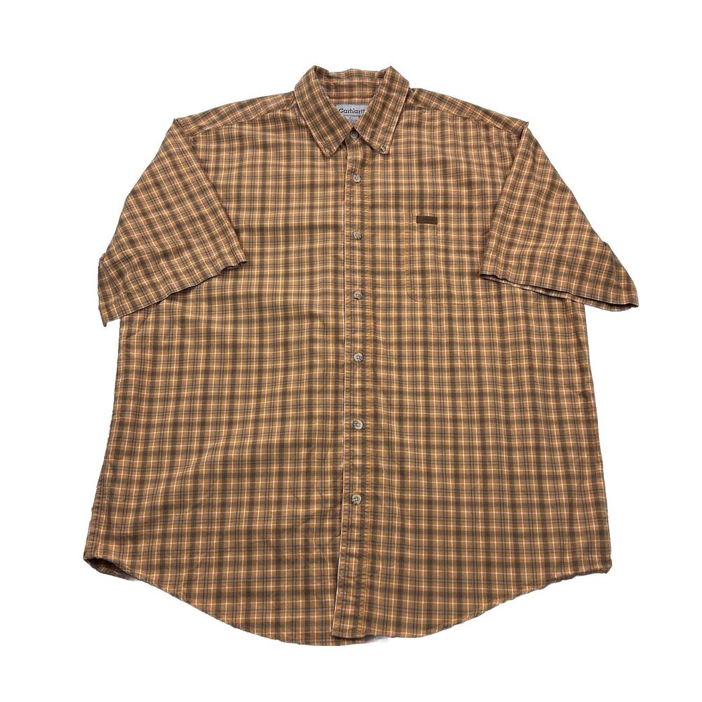 Carhartt Relaxed Fit Button Up Shirt Mens XL Short Sleeve Rustic Plaid
